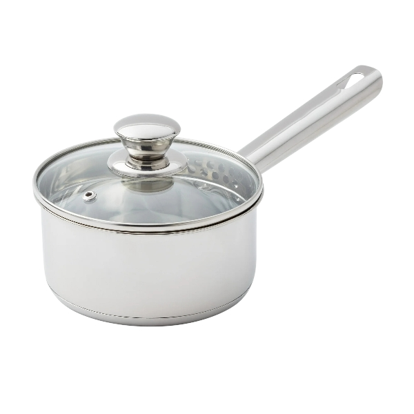 Mainstays 1 qt Oven Safe Stainless Steel Saucepan with Straining Lid